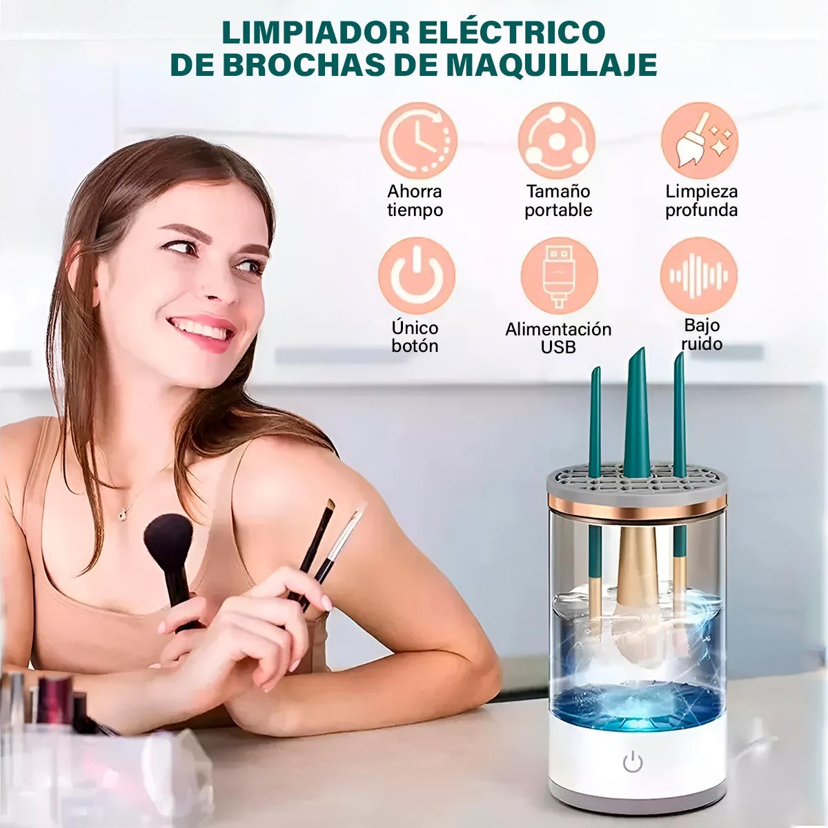 COMPRALOENCASA COM - Limpiador de Brochas de Maquillaje Eléctrico L241-081
