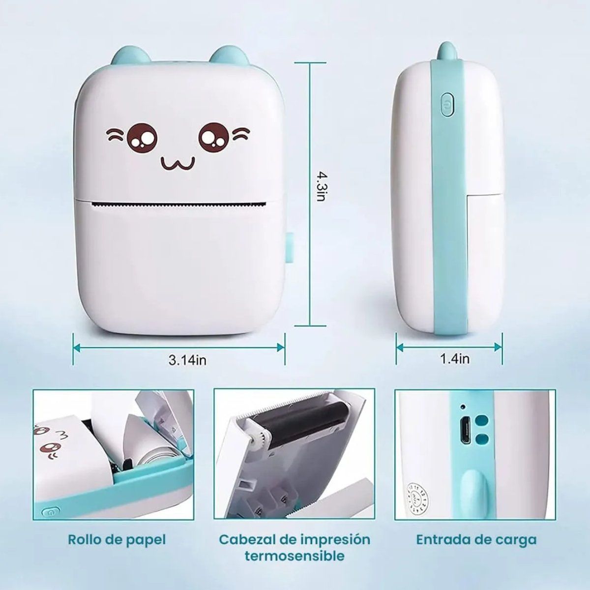 GENERICO - Mini Impresora Térmica Portátil Pocket Printer Color Celeste