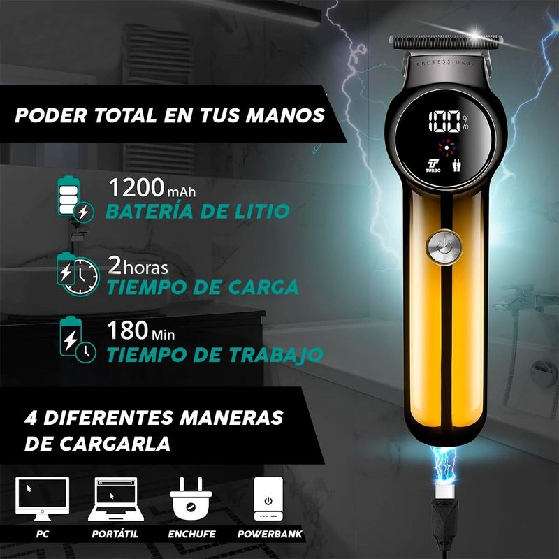 COMPRALOENCASA COM - Máquina Motilar Profesional Barbería Inalámbrica Pantalla LED V-989