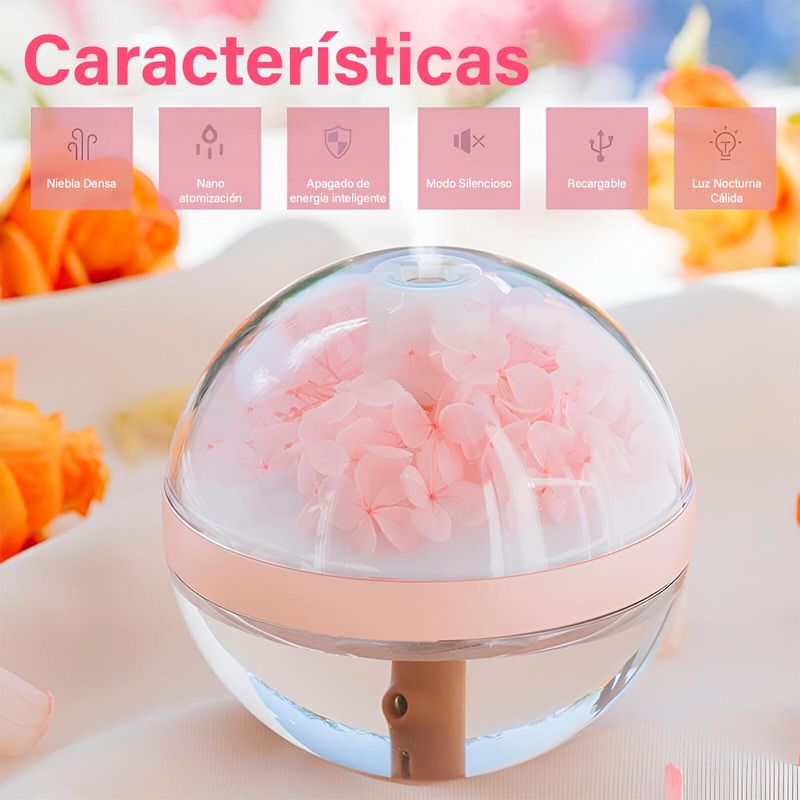 COMPRALOENCASA COM - Humidificador Flores LED Ambientador Difusor Aromas Luminoso LLD-J225