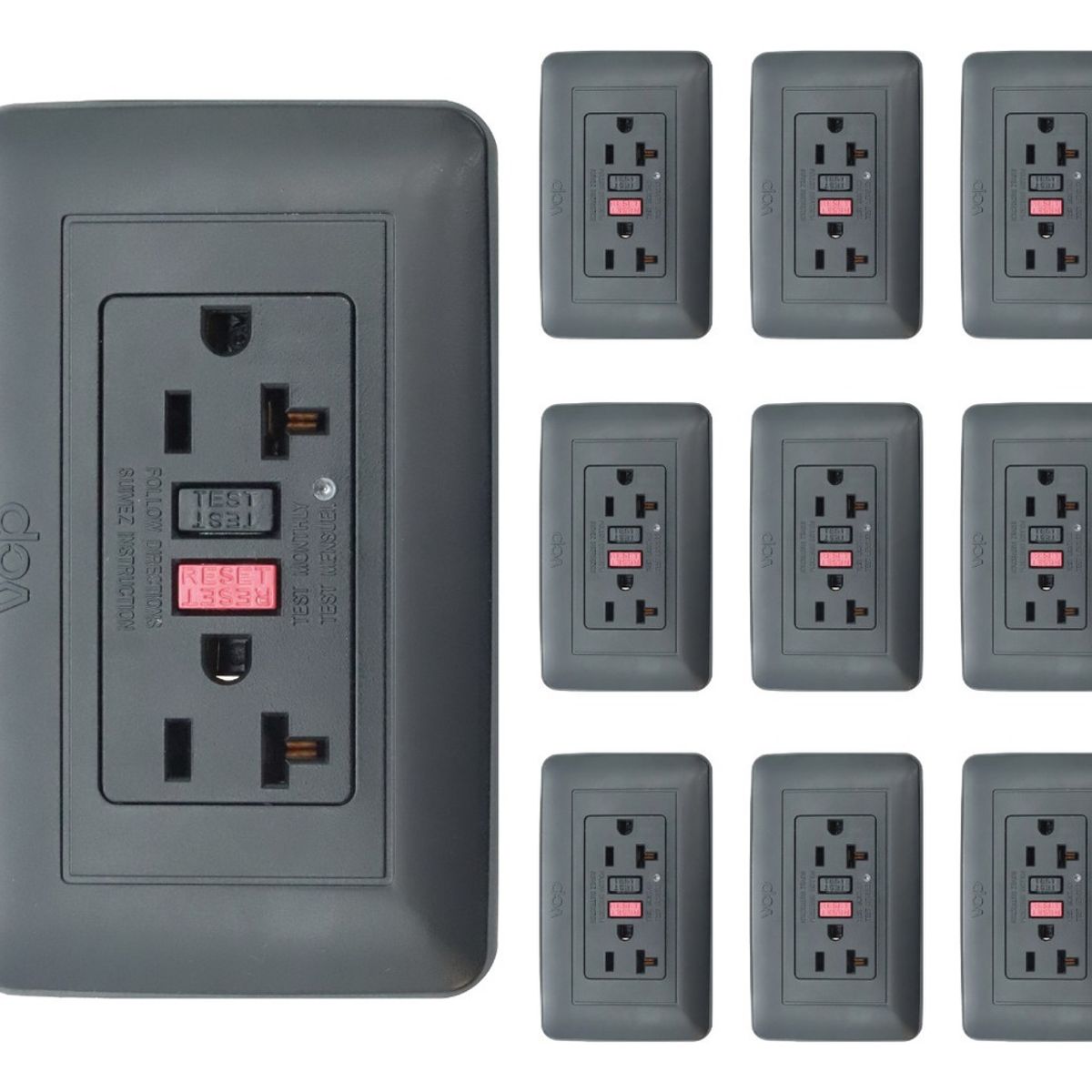 VCP - Tomacorriente Doble Gfci Vcp Ws162-500 Amanecer Negro X 10