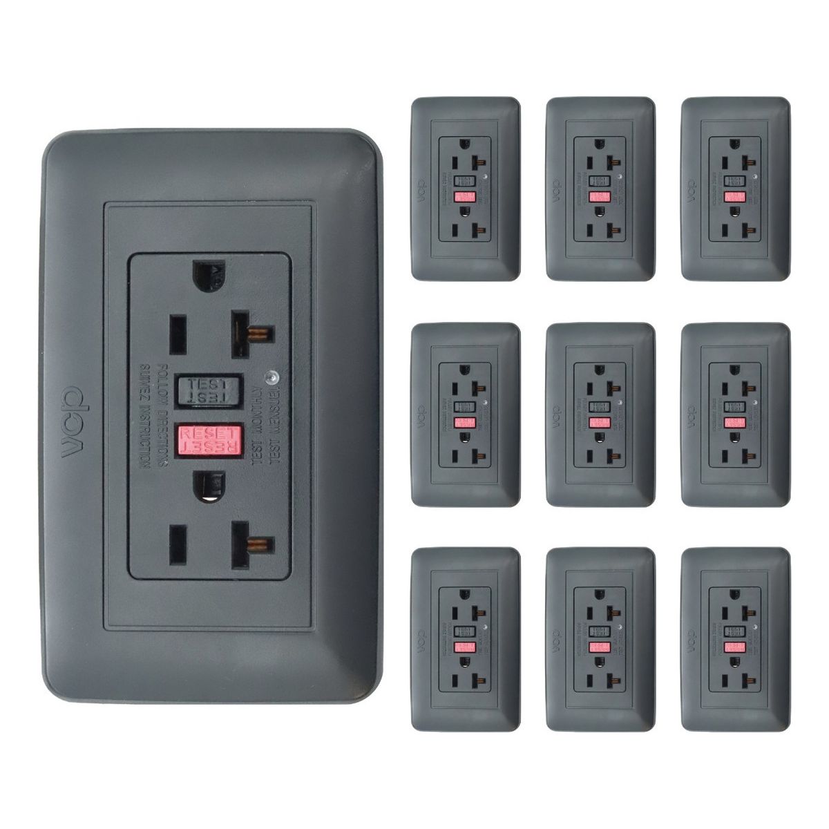 VCP - Tomacorriente Doble Gfci Vcp Ws162-500 Amanecer Negro X 10