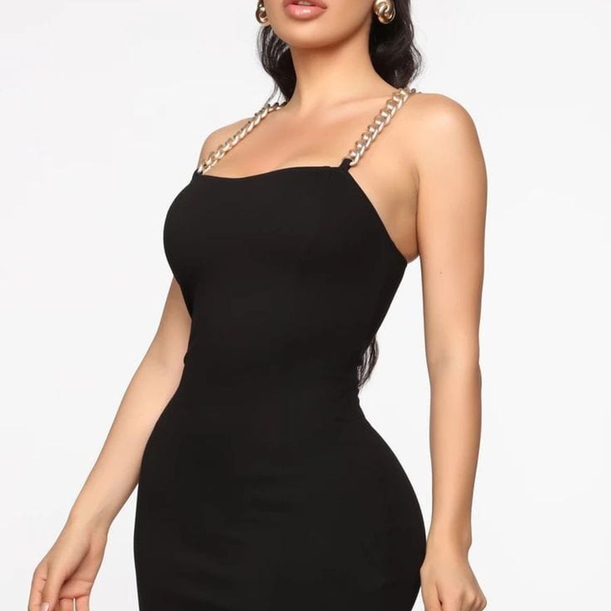 NEGRELI - VESTIDO DE MUJER AJUSTADO CON TIRANTES EN CADENA REF-1071