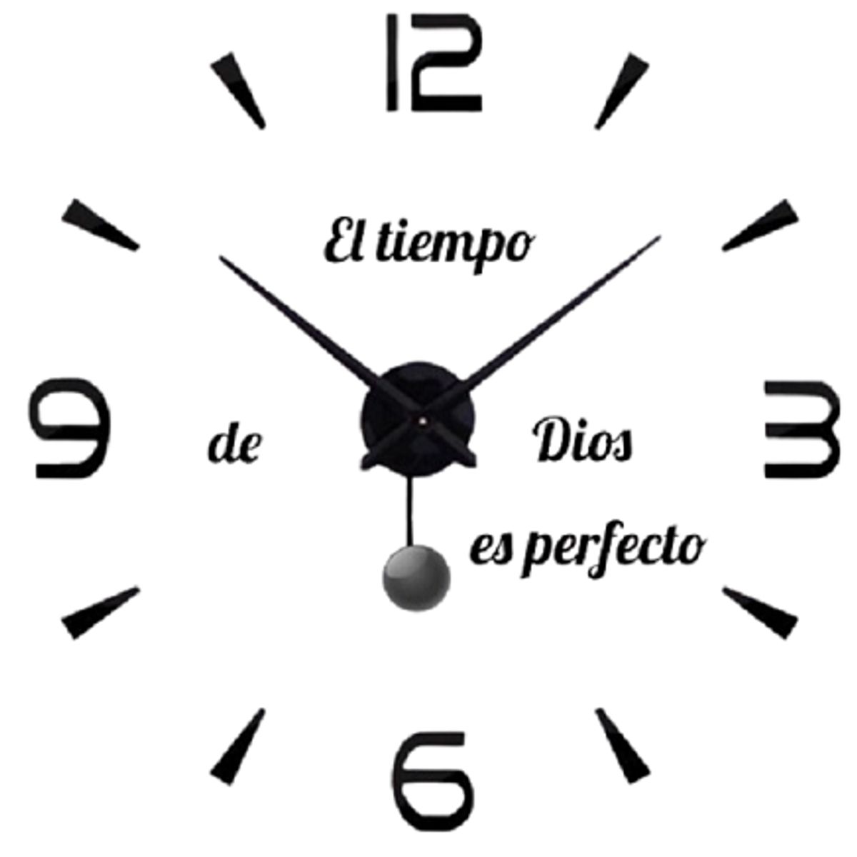 COOL TIME RELOJES - RELOJ 3D CON PENDULO + FRASE EN VINILO COLOR NEGRO DISEÑO GOTAS