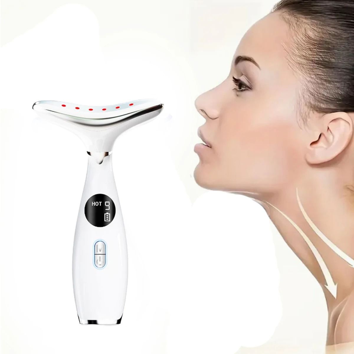 GENERICO - Masajeador Facial De Cuello Vibración de Luz de Color