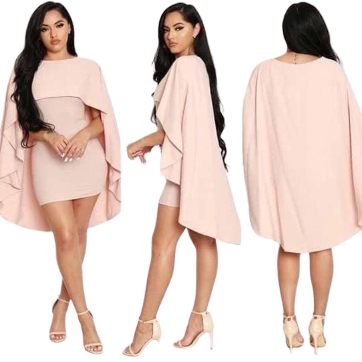 NEGRELI - VESTIDO FORMAL CON CAPA REF-2046