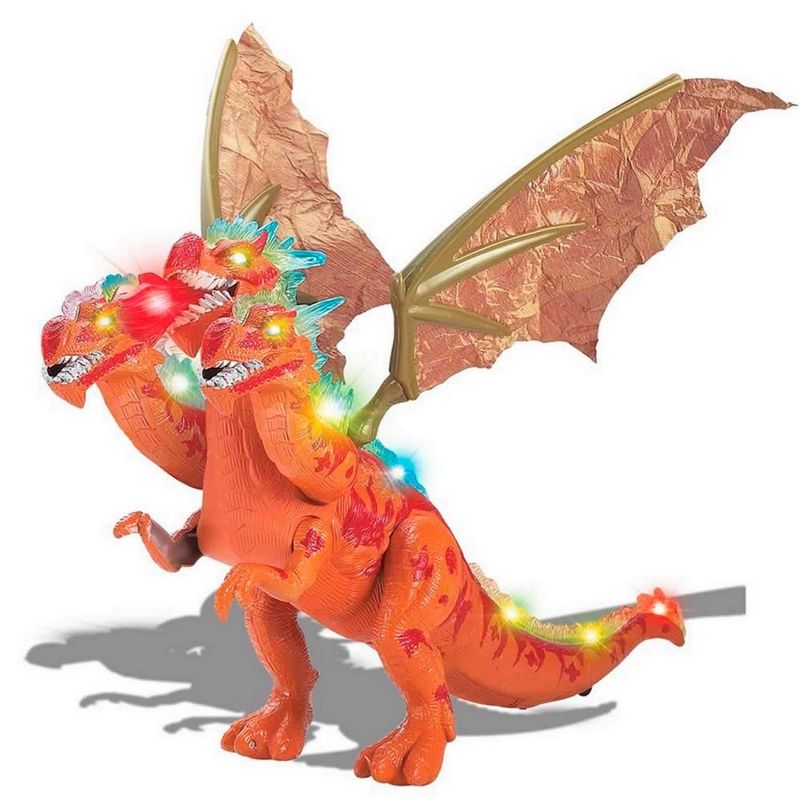 GENERICO - Dragón Dinosaurio Tres Cabezas Hydra Luces Sonidos + Bateria