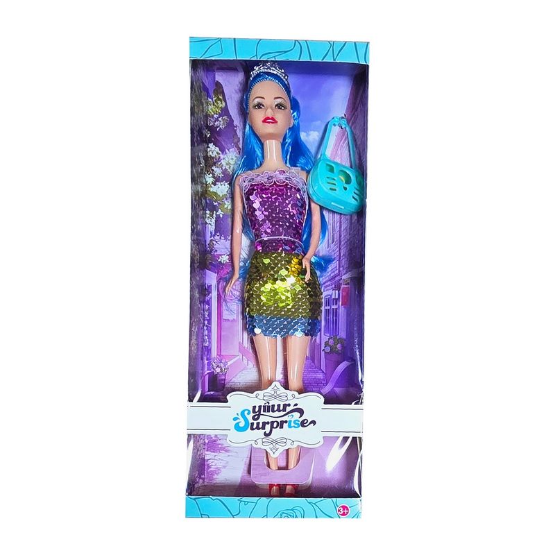 GENERICO - Muñeca Vestido Escamas Multicolor Moda Fashion Juguete Niña