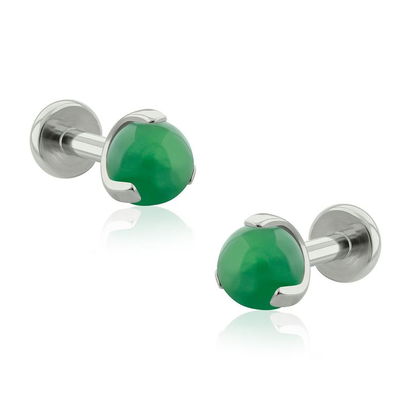 AGHA JEWELRY - Titanio Aretes piercing Ball piedra Natural para Lóbulo
