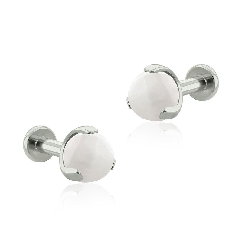 AGHA JEWELRY - Titanio Aretes piercing Ball piedra Natural para Lóbulo