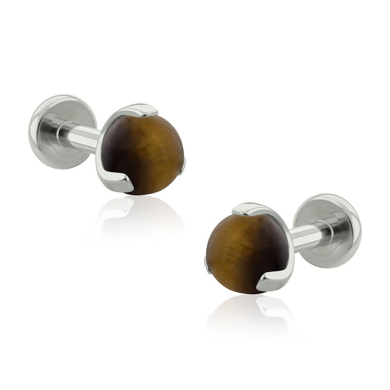 AGHA JEWELRY - Titanio Aretes piercing Ball piedra Natural para Lóbulo