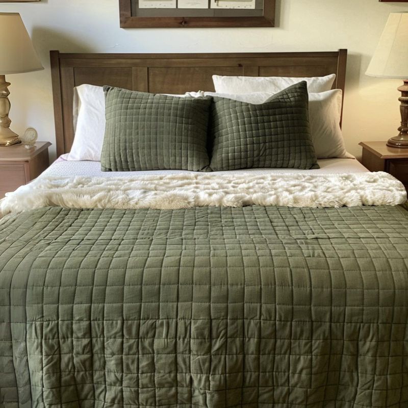 KARYTEX - Edredón Con Ovejero Cama Sencilla Color Verde Militar