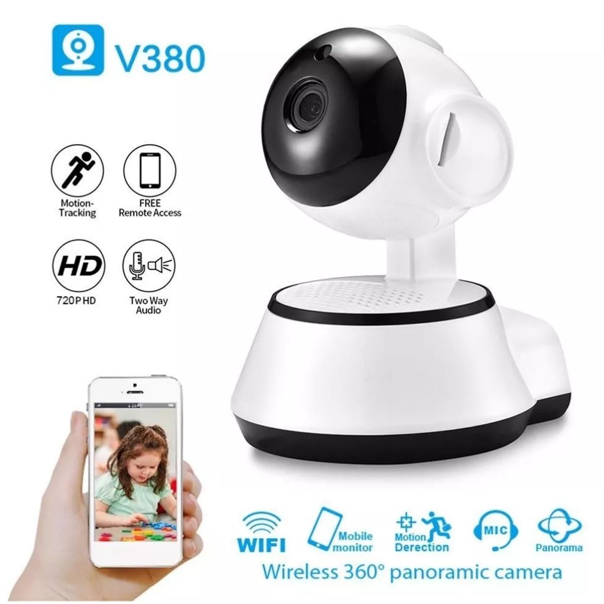ONE PIXEL - Camara Vigilancia Q6 App V380 Wifi Robotica