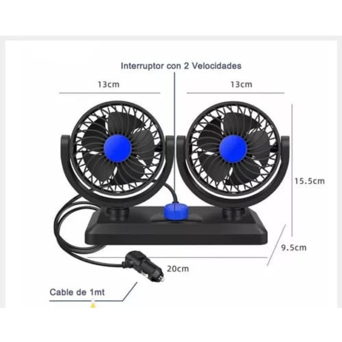 GENERICO - Ventilador Auto 360 Turbo Giratorio y Graduable Portátil 12V