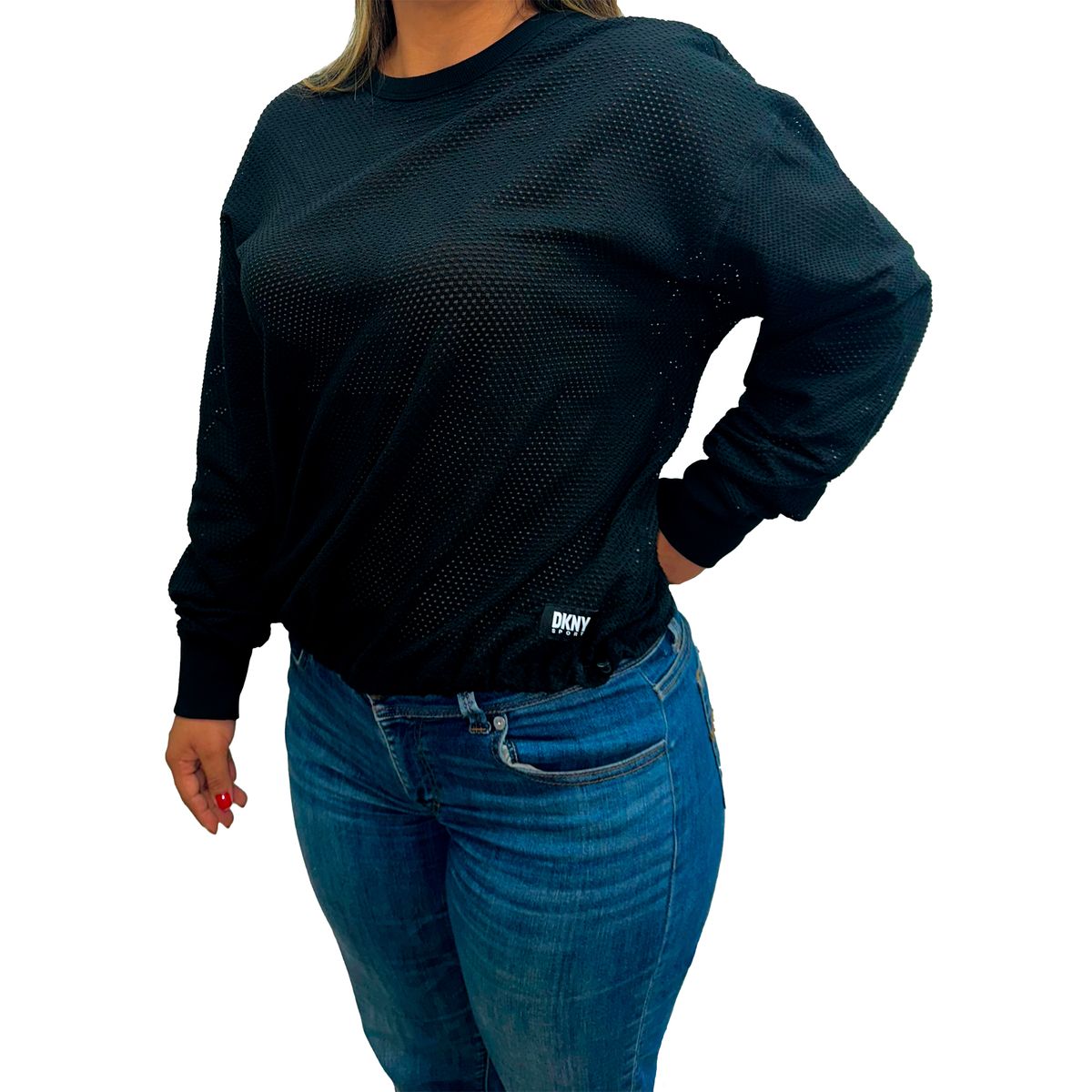 DKNY - Hoodie Deportivo Dkny Negro Para Mujer