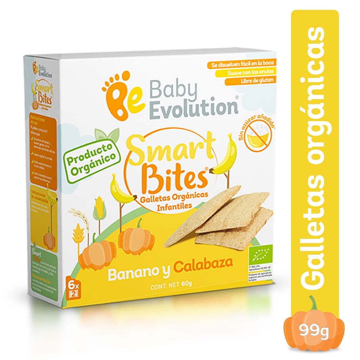BABY EVOLUTION - Galletas Organicas Baby Evolution Banano Y Calabaza X 6und
