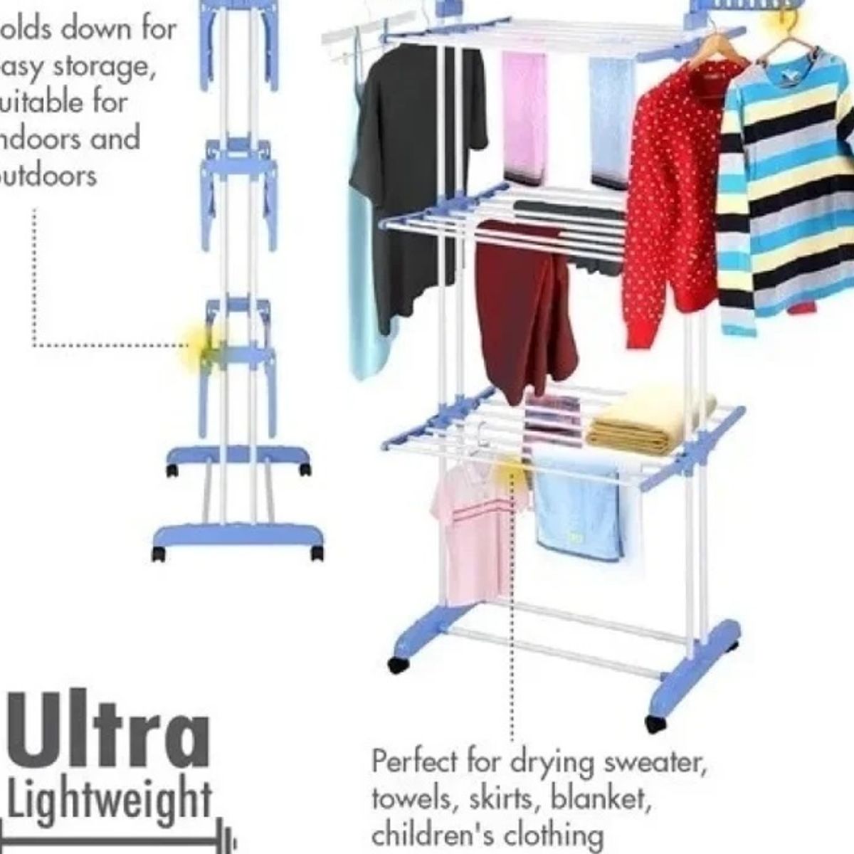 GENERICO - Tendedero de Ropa Perchero Plegable de 3 Niveles