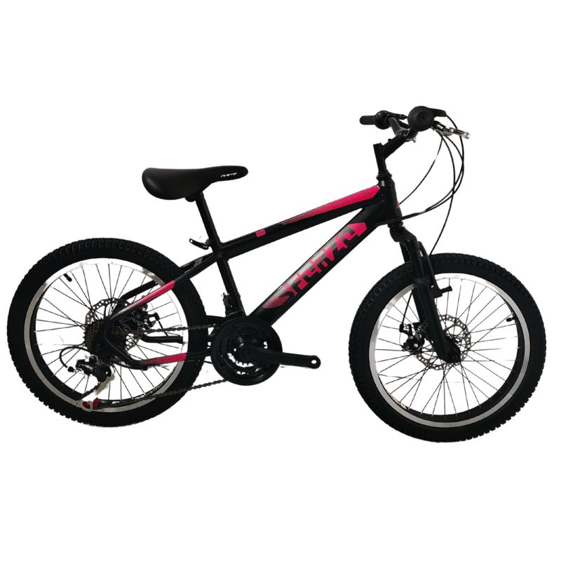 SFORZO - Bicicleta MTB Rin 20 F.Disco Shimano 21 - Negro Rosada