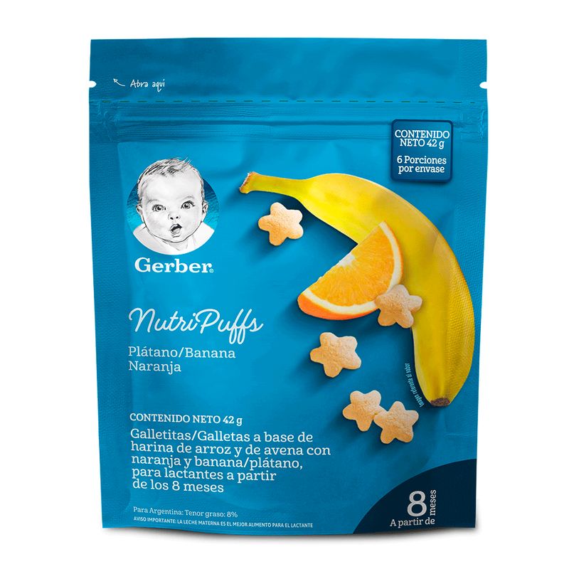 GERBER - Galletas Gerber Sabor Banana Naranja 42g