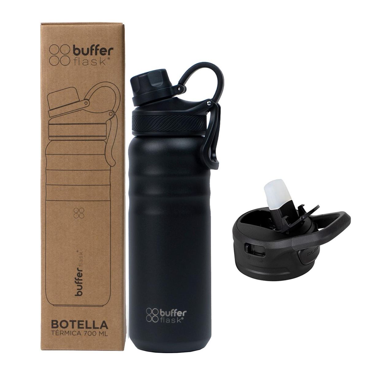 BUFFER FLASK - Termo Botella Agua Termica Acero Inox Buffer - Negro