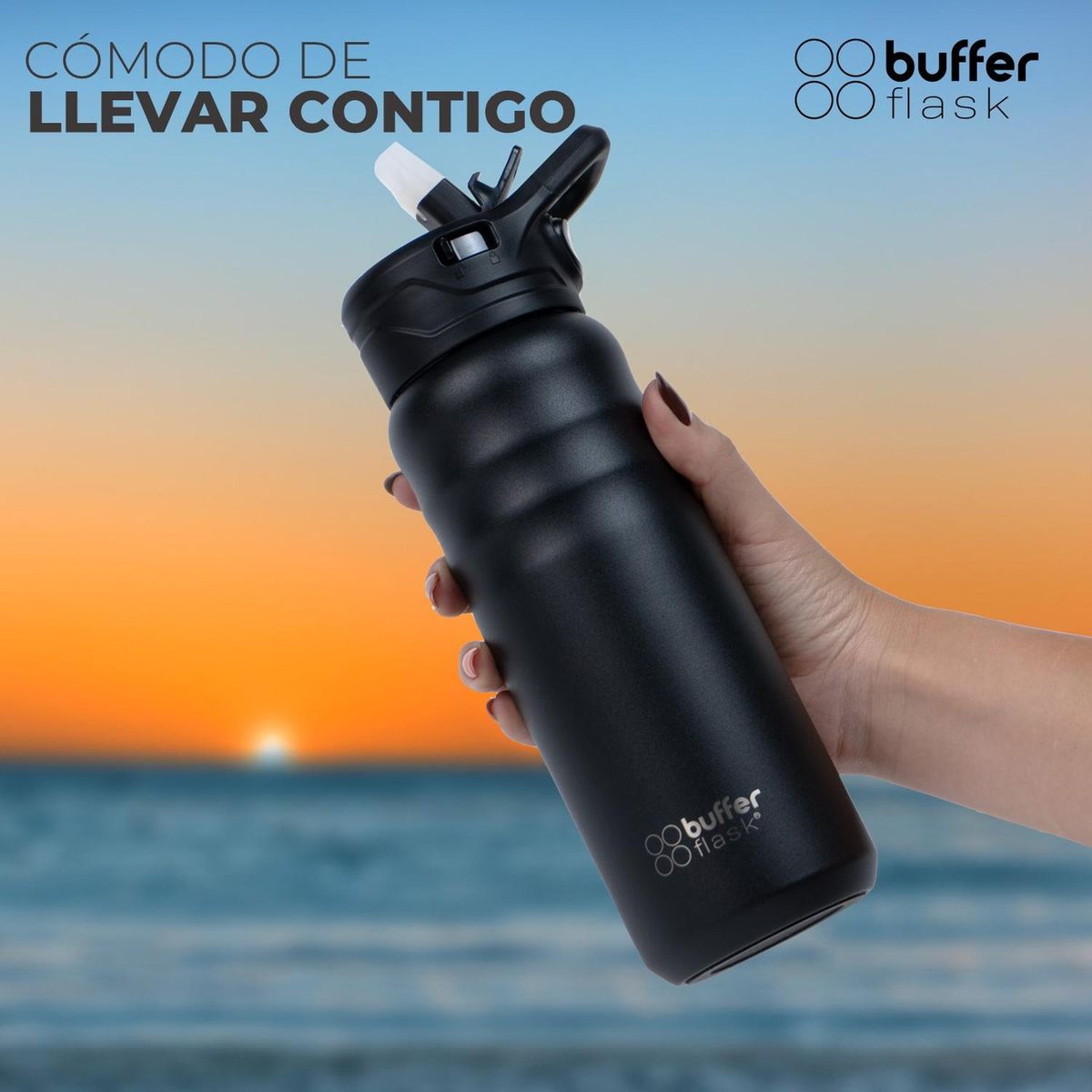 BUFFER FLASK - Termo Botella Agua Termica Acero Inox Buffer - Negro
