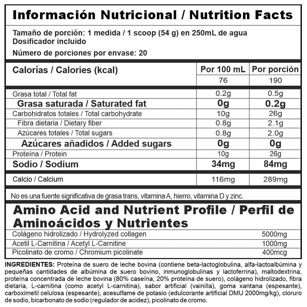 GENERICO - Bipro Lite Nutramerican Sabor Vainilla X 2.4lb