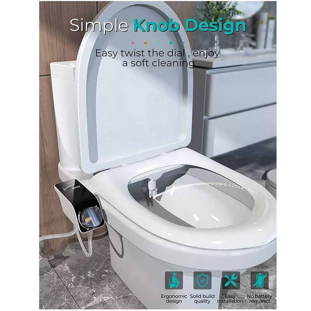 ONE PIXEL - Bidet Ultra delgado Elegante Para Inodoro Boquilla Doble Bidet