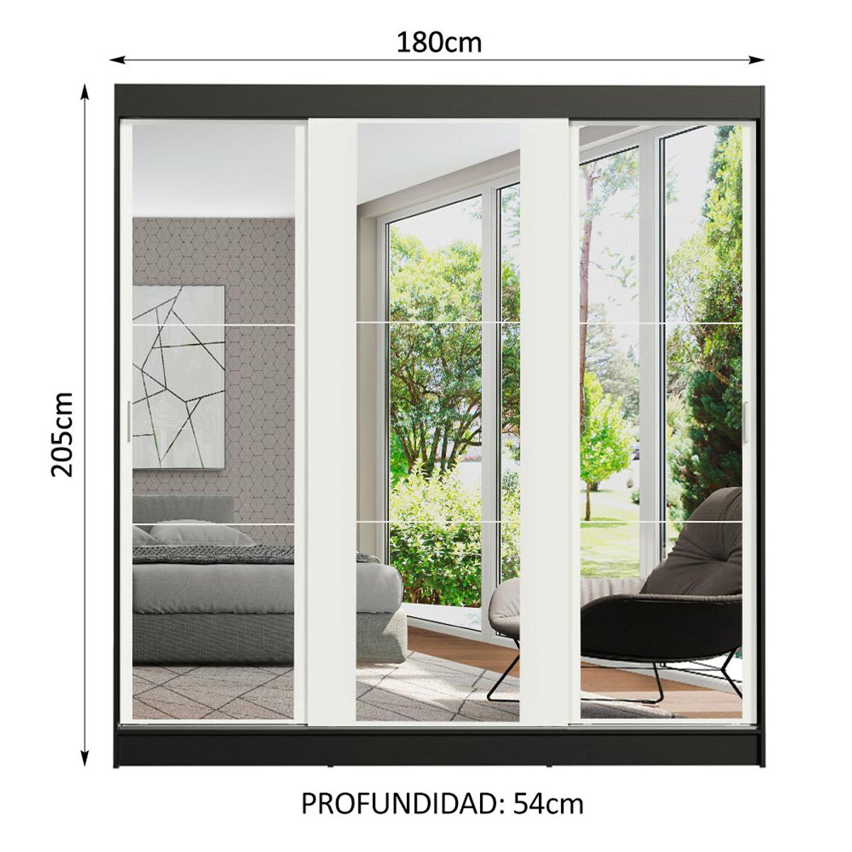 MADESA - Closet Reno 3 Puertas Corredizas con Espejos