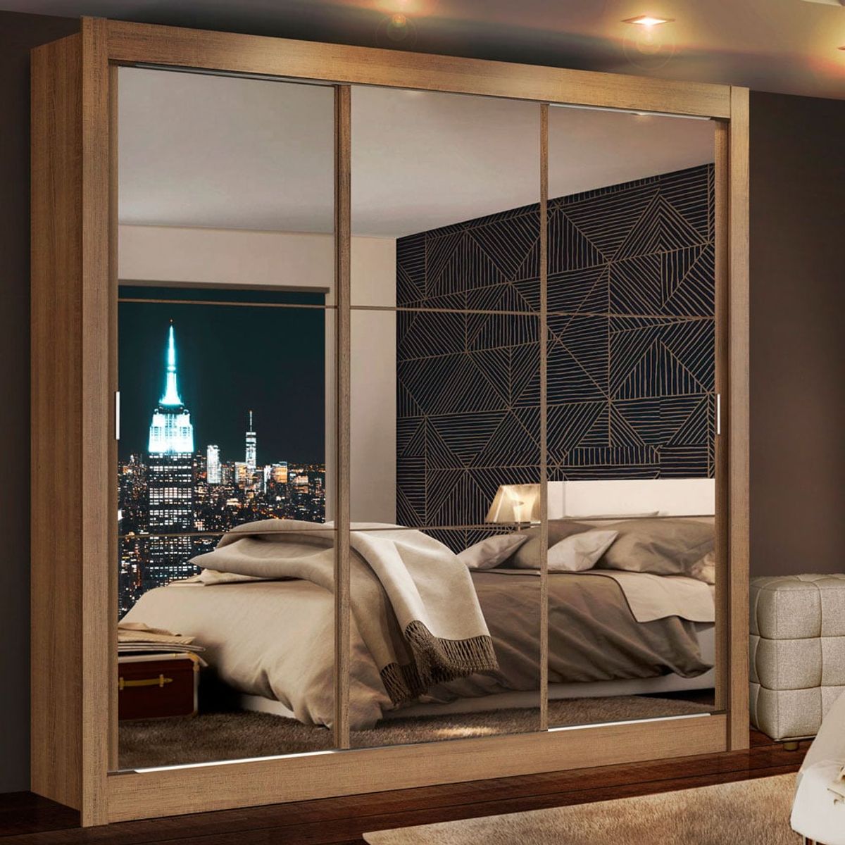 MADESA - Closet Monaco 3 Puertas Corredizas con Espejos