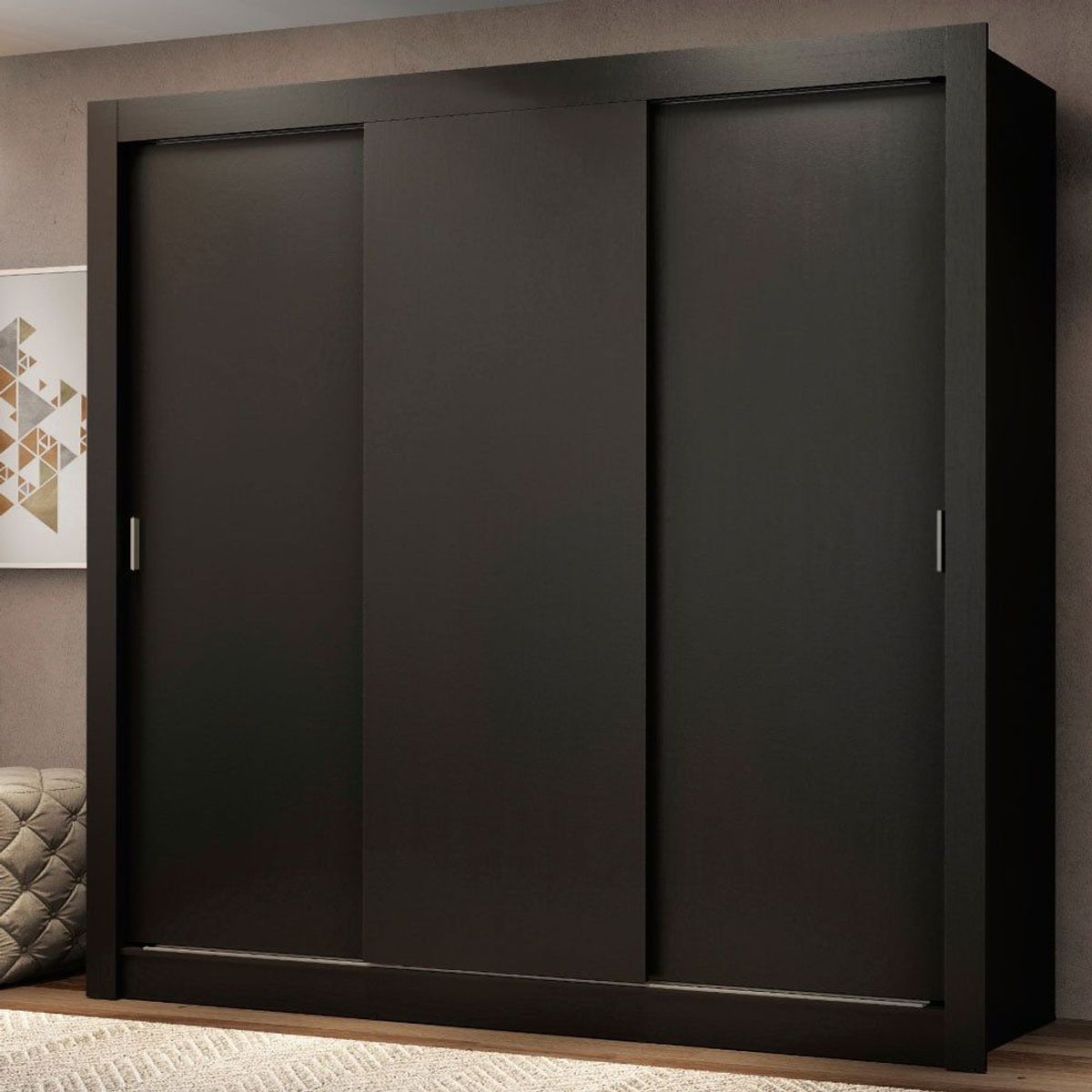 MADESA - Clóset Monaco 3 Puertas Corredizas Negro 170 cm x 205 cm x 51 cm