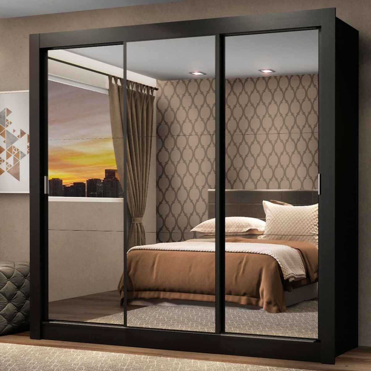 MADESA - Closet Monaco 3 Puertas Corredizas con Espejos