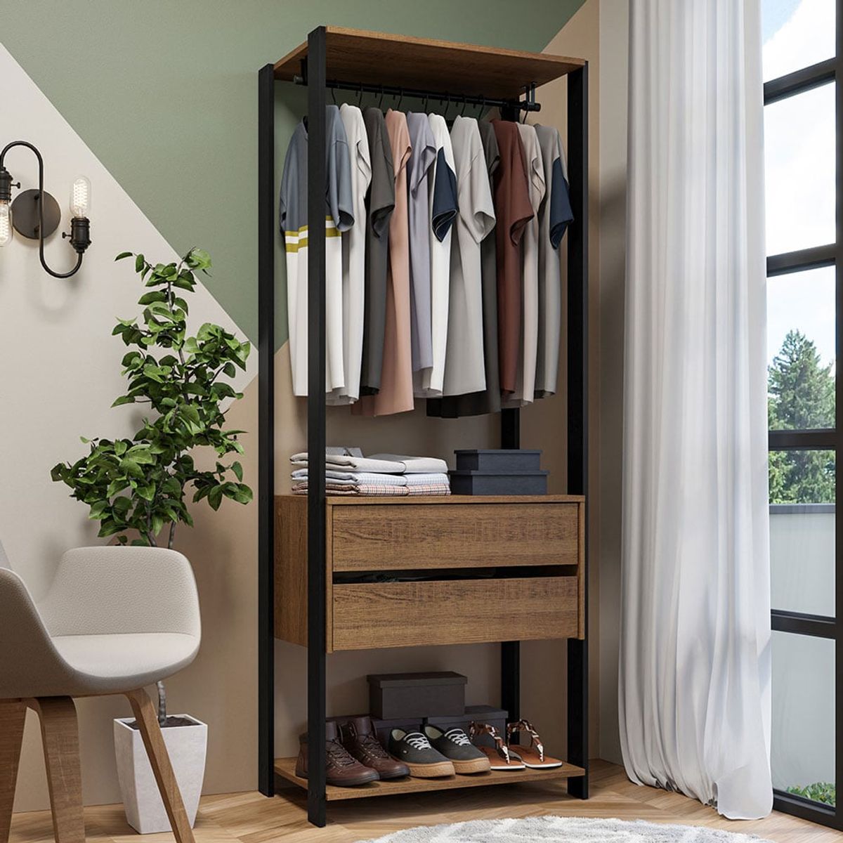 MADESA - Closet Abierto Valencia 2 Cajones 70 cm