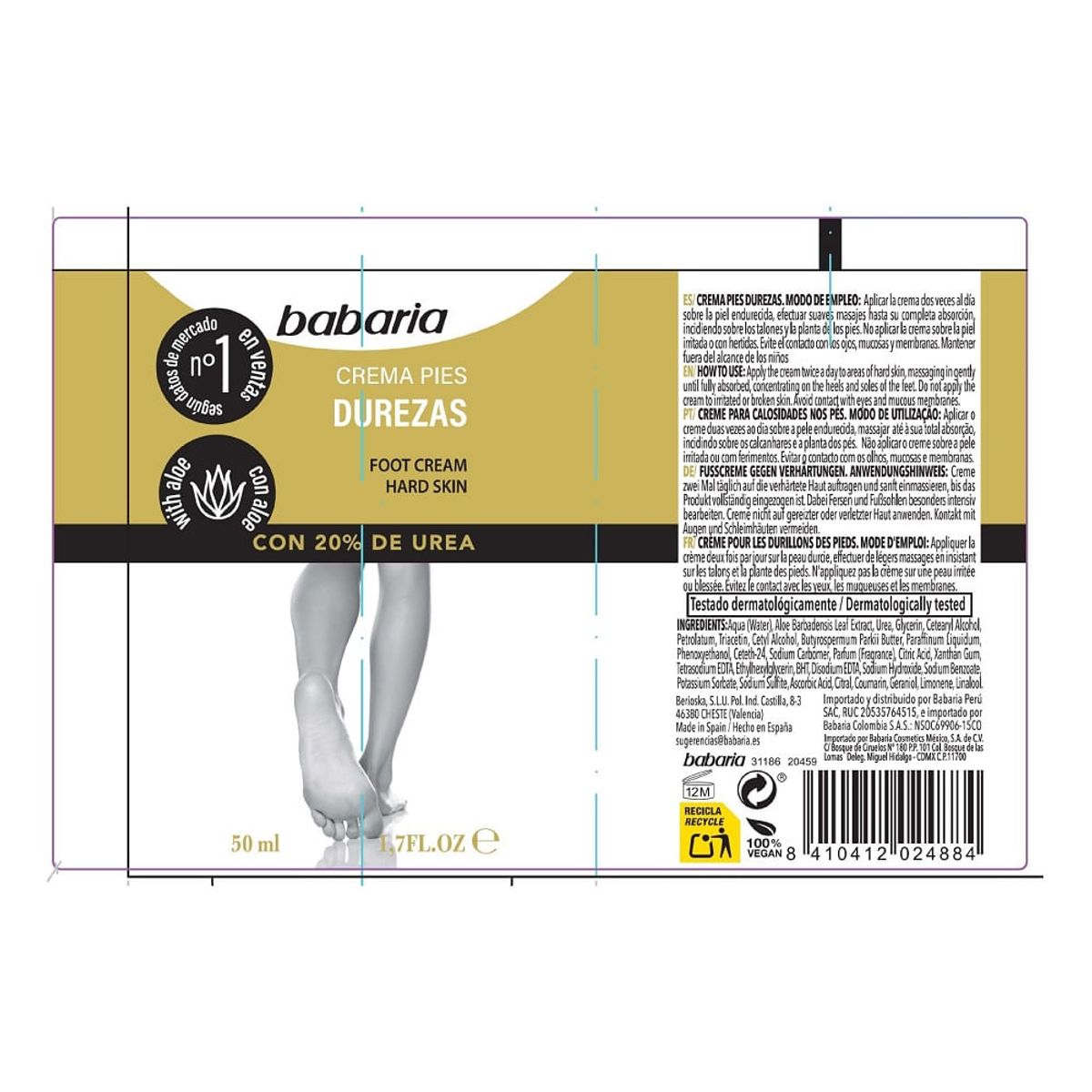 BABARIA - Crema Pies Babaria Durezas X 50ml