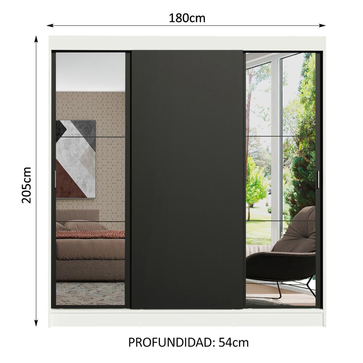 MADESA - Closet Reno 3 Puertas Corredizas 2 Espejos