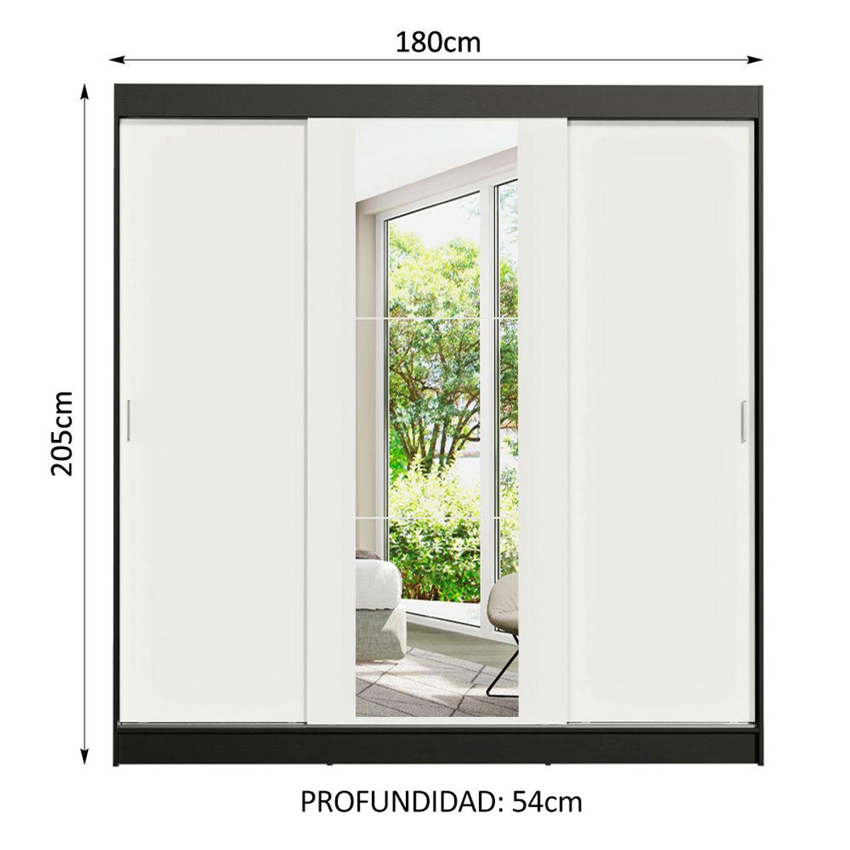 MADESA - Closet Reno 3 Puertas Corredizas 1 Espejo