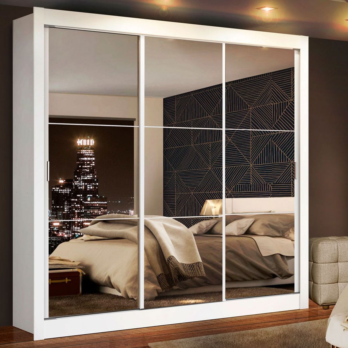 MADESA - Closet Monaco 3 Puertas Corredizas con Espejos