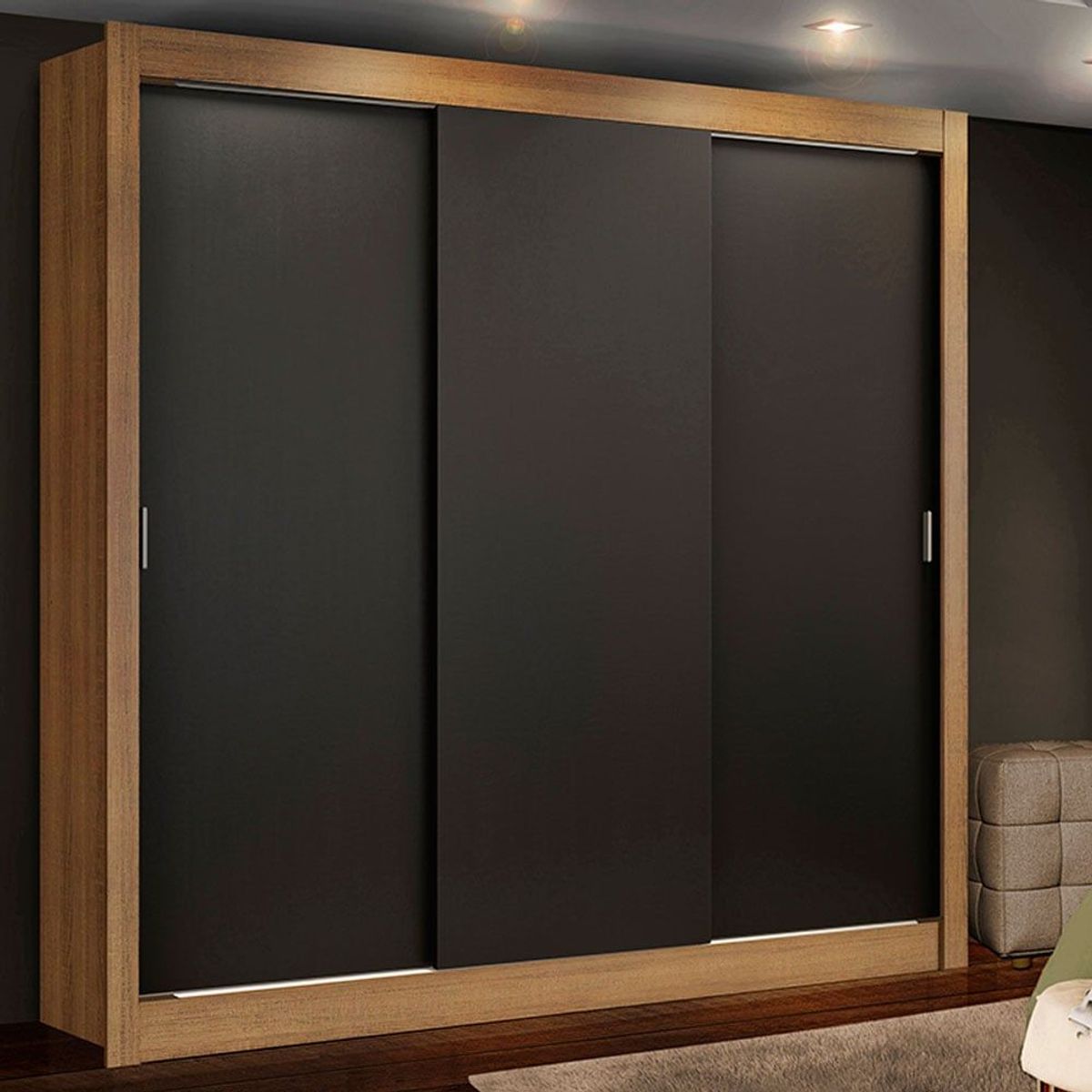 MADESA - Clóset Monaco 3 Puertas Corredizas Marrón/Negro 170 cm x 205 cm x 51 cm