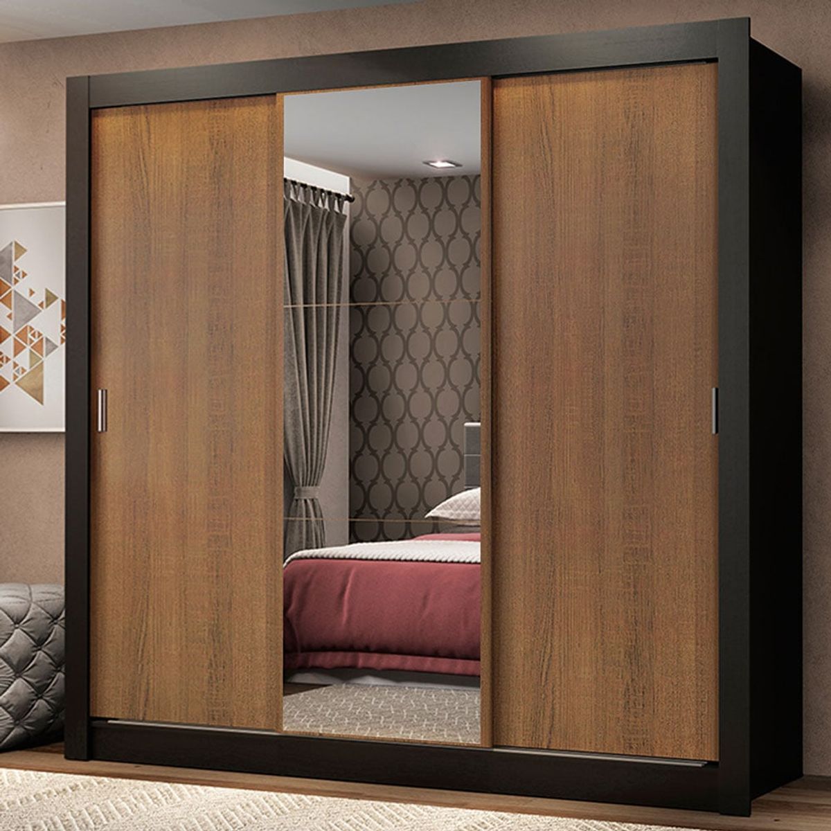 MADESA - Closet Monaco 3 Puertas Corredizas 1 Espejo