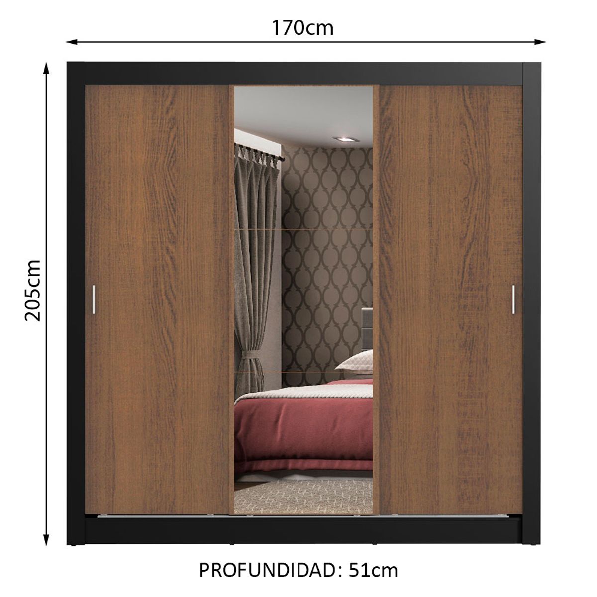 MADESA - Closet Monaco 3 Puertas Corredizas 1 Espejo