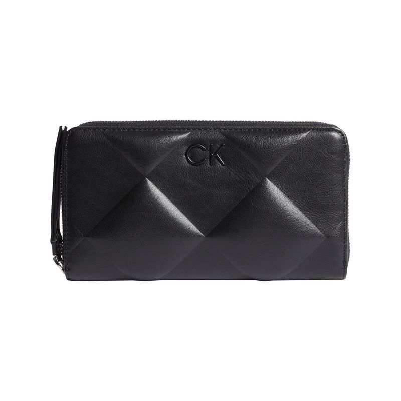 CALVIN KLEIN - Billetera negra con diseño acolchado con Cierre de cremallera Calvin Klein
