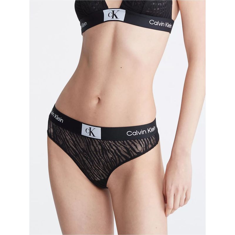 CALVIN KLEIN - Tanga Negra De Encaje - Ck 1996 Para Mujer Calvin Klein