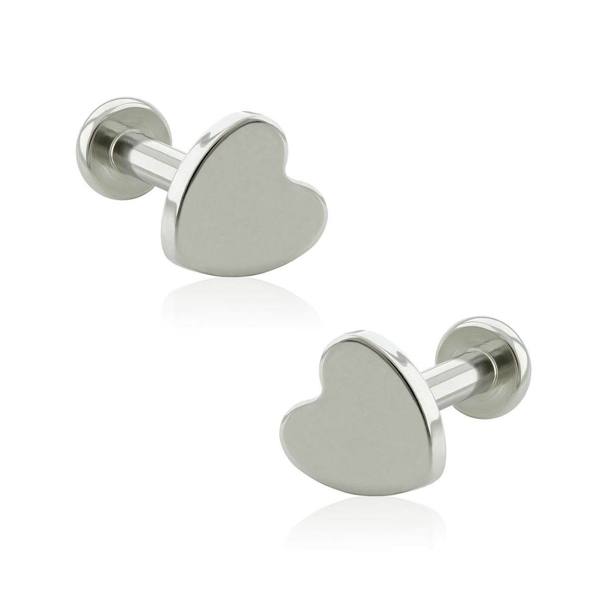 AGHA JEWELRY - Titanio Aretes Piercing Corazón Plano para Lóbulo