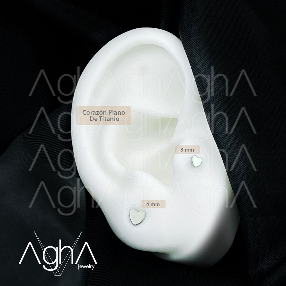AGHA JEWELRY - Titanio Aretes Piercing Corazón Plano para Lóbulo