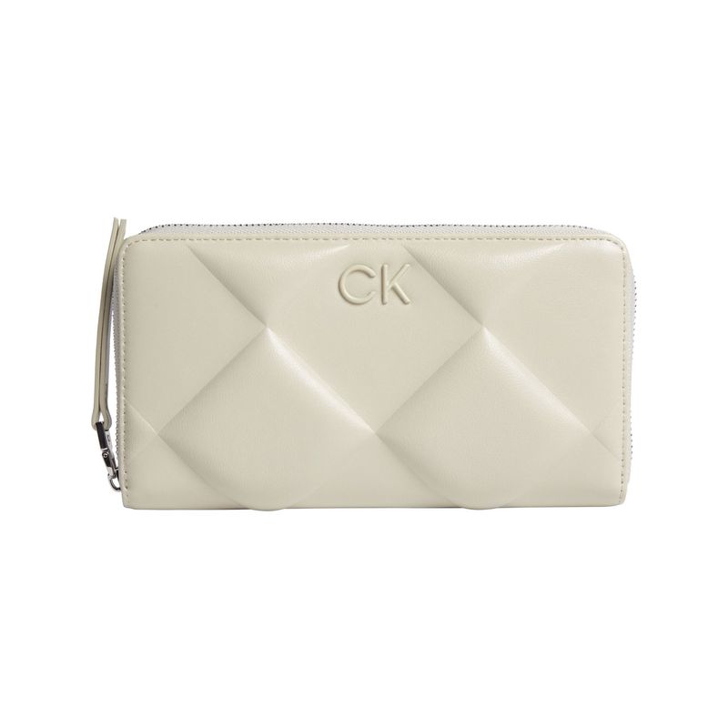 CALVIN KLEIN - Billetera beige con diseño acolchado con Cierre de cremallera Calvin Klein