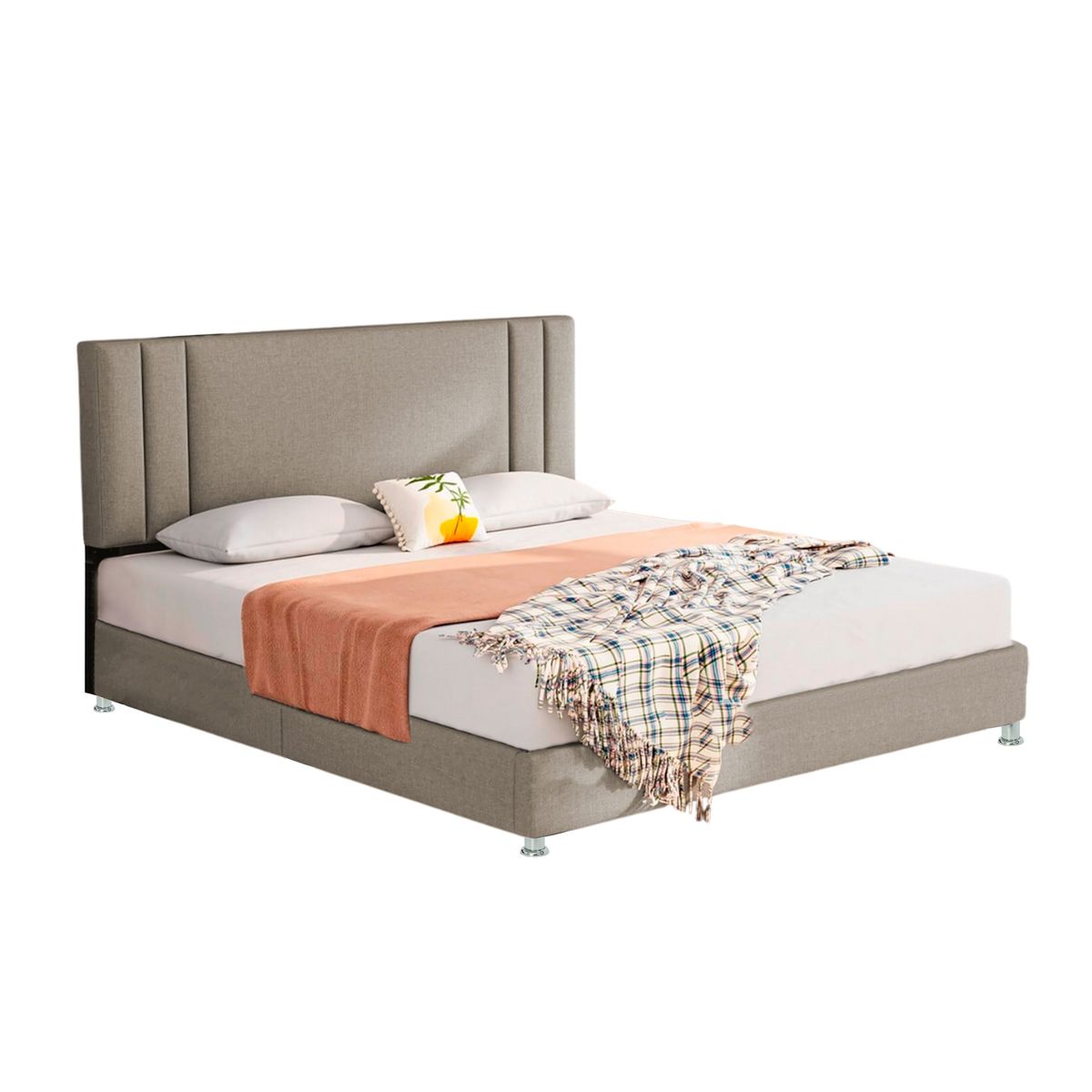 EKONOMODO COLOMBIA - Cama 120  + Espaldar Lupe Taupe + Colchón Flexia Quarzz