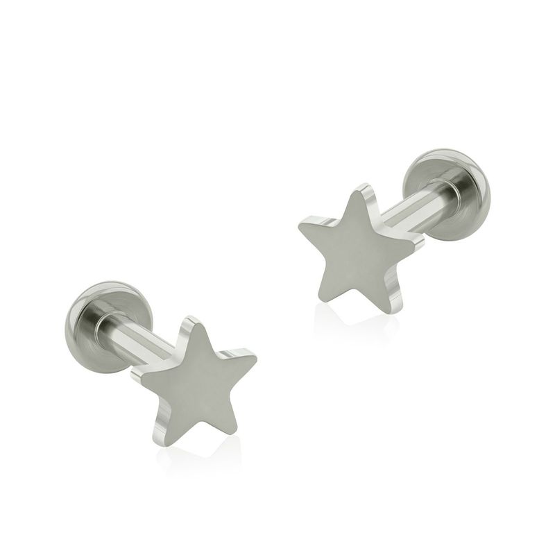 AGHA JEWELRY - Titanio Aretes Piercing Estrella Plana para Lóbulo