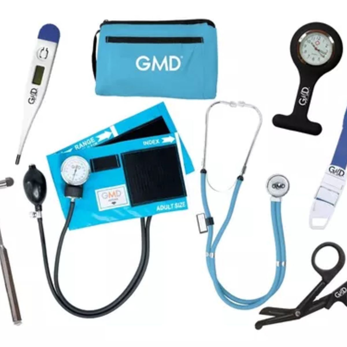 GMD - Kit Completo Enfermería Uso Clínico Y Estudiantil 8 Piezas Azul Cielo
