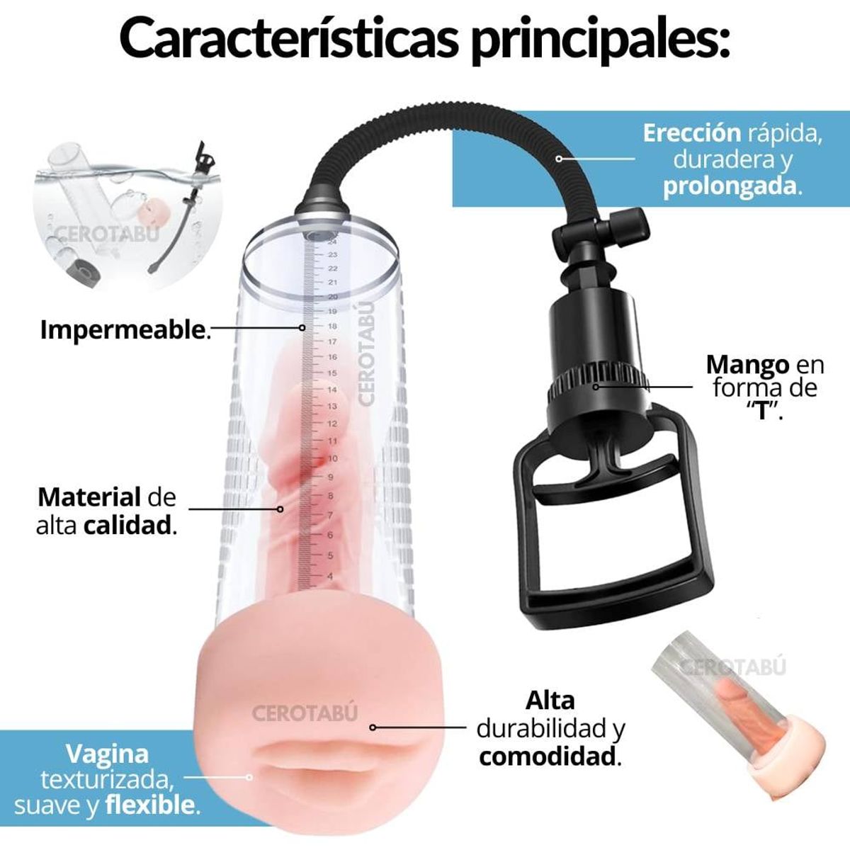 GENERICO - Bomba De Succión Peniana Crecimiento Pene + Masturbador