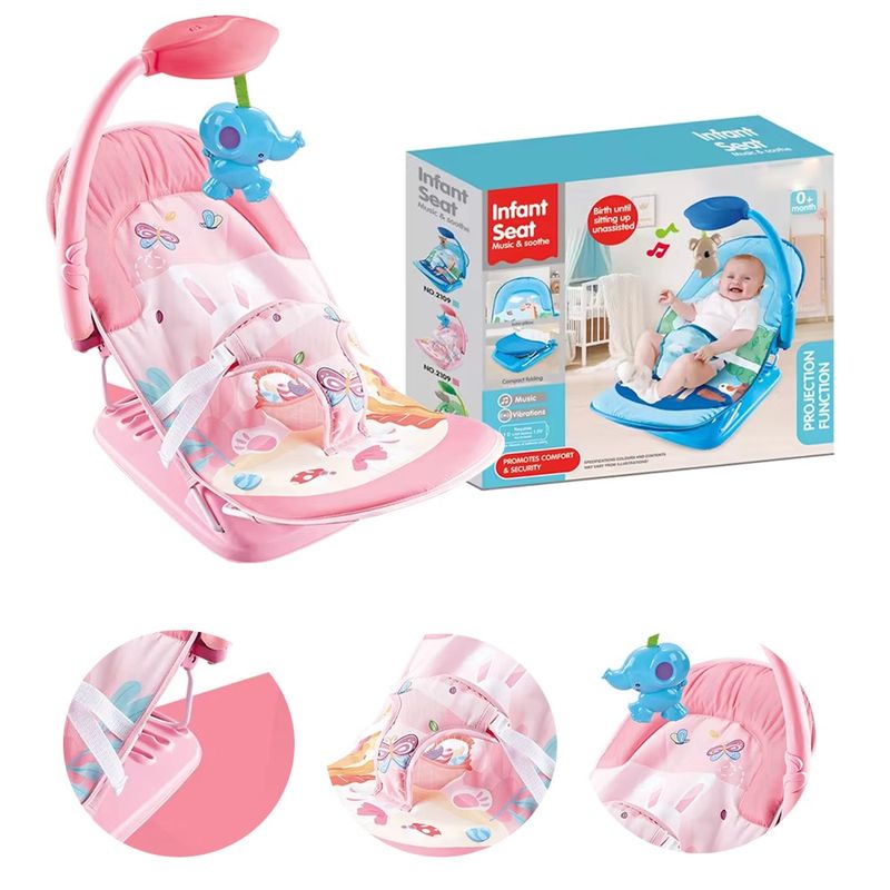 LANZURY IMPORTACIONES - silla asiento infantil bebé músical y vibrante ROSADA