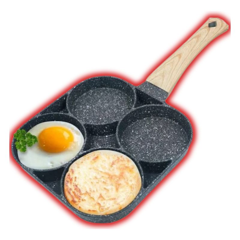 GENERICO - Sarten Antiadherente Cuatro Puestos Para Huevos Arepas Crepe
